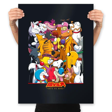 Cats vs. Dogs - Prints Posters RIPT Apparel 18x24 / Black