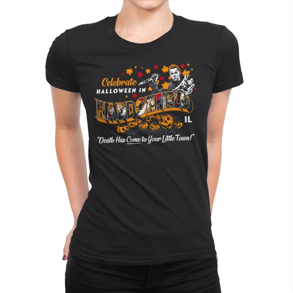 Celebrate Halloween in Haddonfield - Womens Premium T-Shirts RIPT Apparel Small / Black