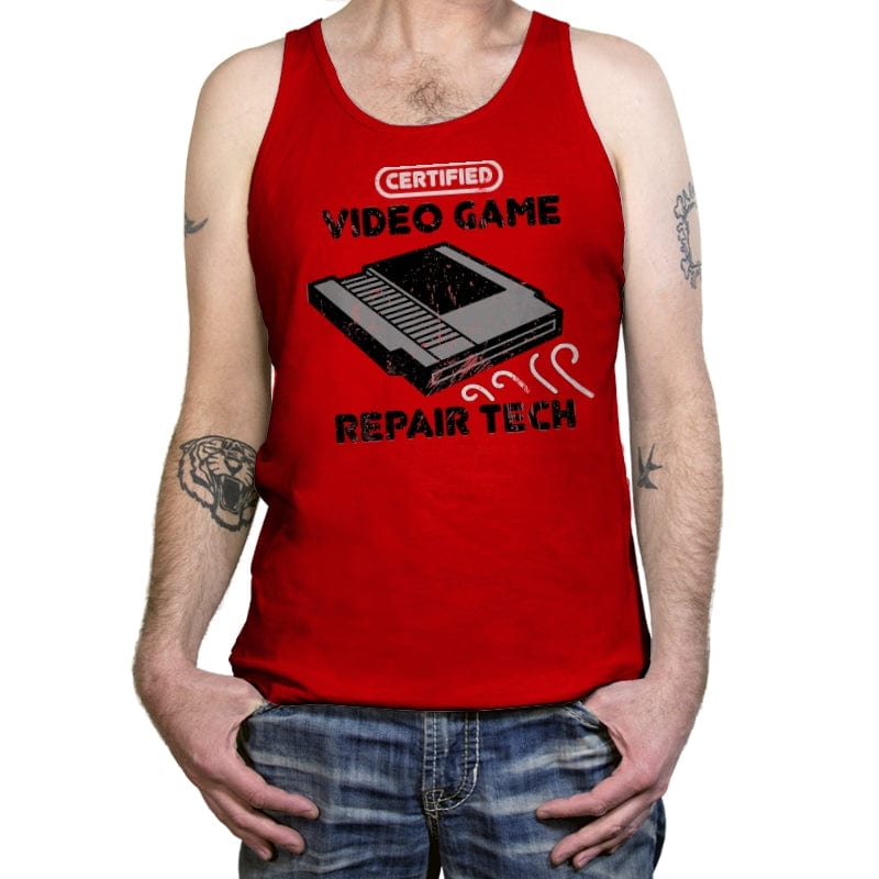 Certified Video Game Repair Tech - Tanktop Tanktop RIPT Apparel X-Small / Red