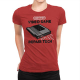 Certified Video Game Repair Tech - Womens Premium T-Shirts RIPT Apparel Small / Red