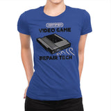 Certified Video Game Repair Tech - Womens Premium T-Shirts RIPT Apparel Small / Royal