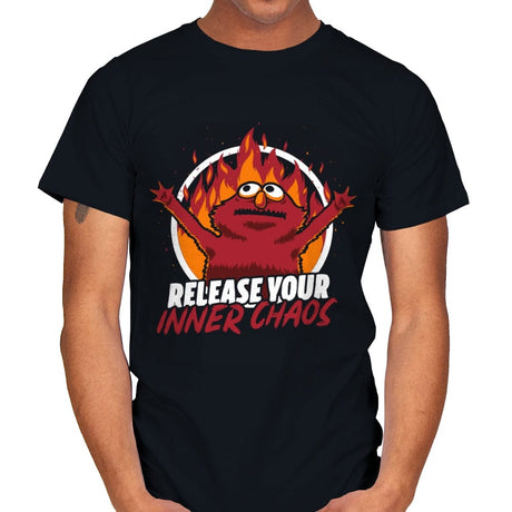 Chaos Puppet Fire - Mens T-Shirts RIPT Apparel Small / Black