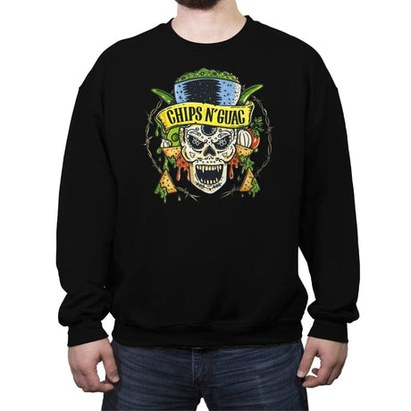 Chips N' Guac - Crew Neck Sweatshirt Crew Neck Sweatshirt RIPT Apparel Small / Black