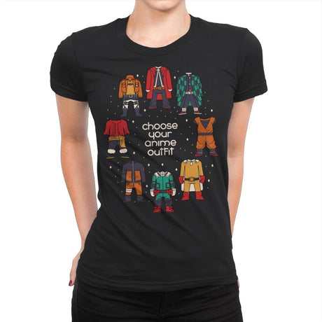 Choose Your Anime Outfit - Womens Premium T-Shirts RIPT Apparel Small / Black