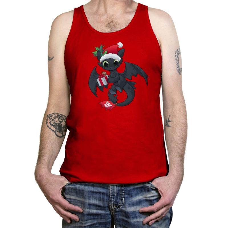 Christmas Dragon - Tanktop Tanktop RIPT Apparel X-Small / Red