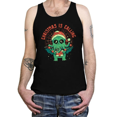 Christmas is Calling - Tanktop Tanktop RIPT Apparel X-Small / Black