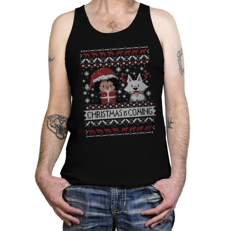 Christmas is Coming - Ugly Holiday - Tanktop Tanktop RIPT Apparel X-Small / Black