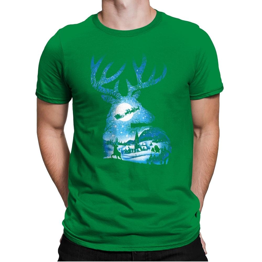 Christmas Reindeer - Mens Premium T-Shirts RIPT Apparel Small / Kelly