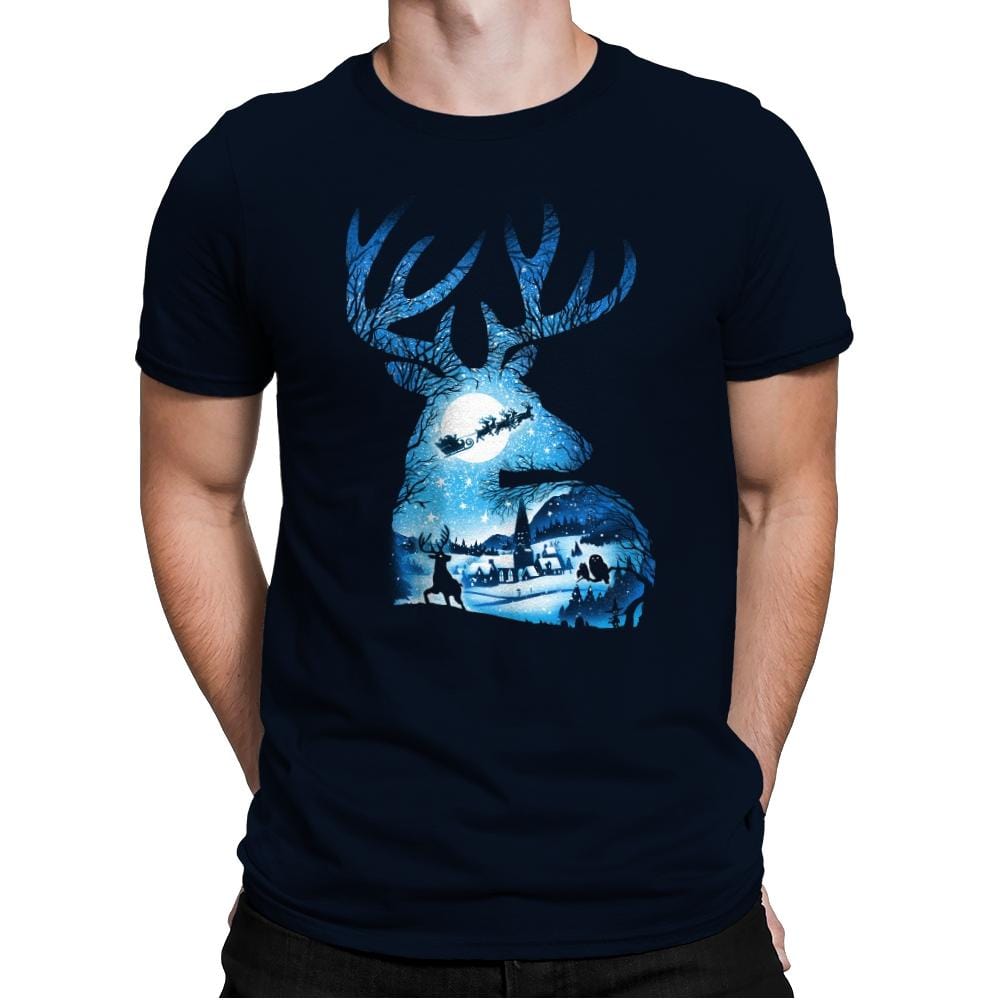 Christmas Reindeer - Mens Premium T-Shirts RIPT Apparel Small / Midnight Navy