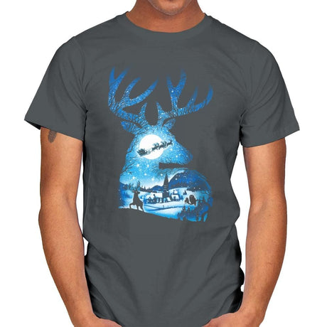 Christmas Reindeer - Mens T-Shirts RIPT Apparel Small / Charcoal