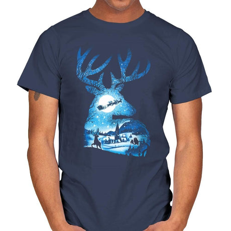 Christmas Reindeer - Mens T-Shirts RIPT Apparel Small / Navy