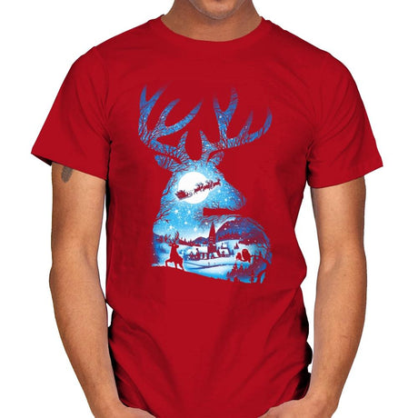 Christmas Reindeer - Mens T-Shirts RIPT Apparel Small / Red