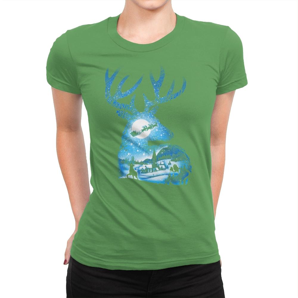 Christmas Reindeer - Womens Premium T-Shirts RIPT Apparel Small / Kelly