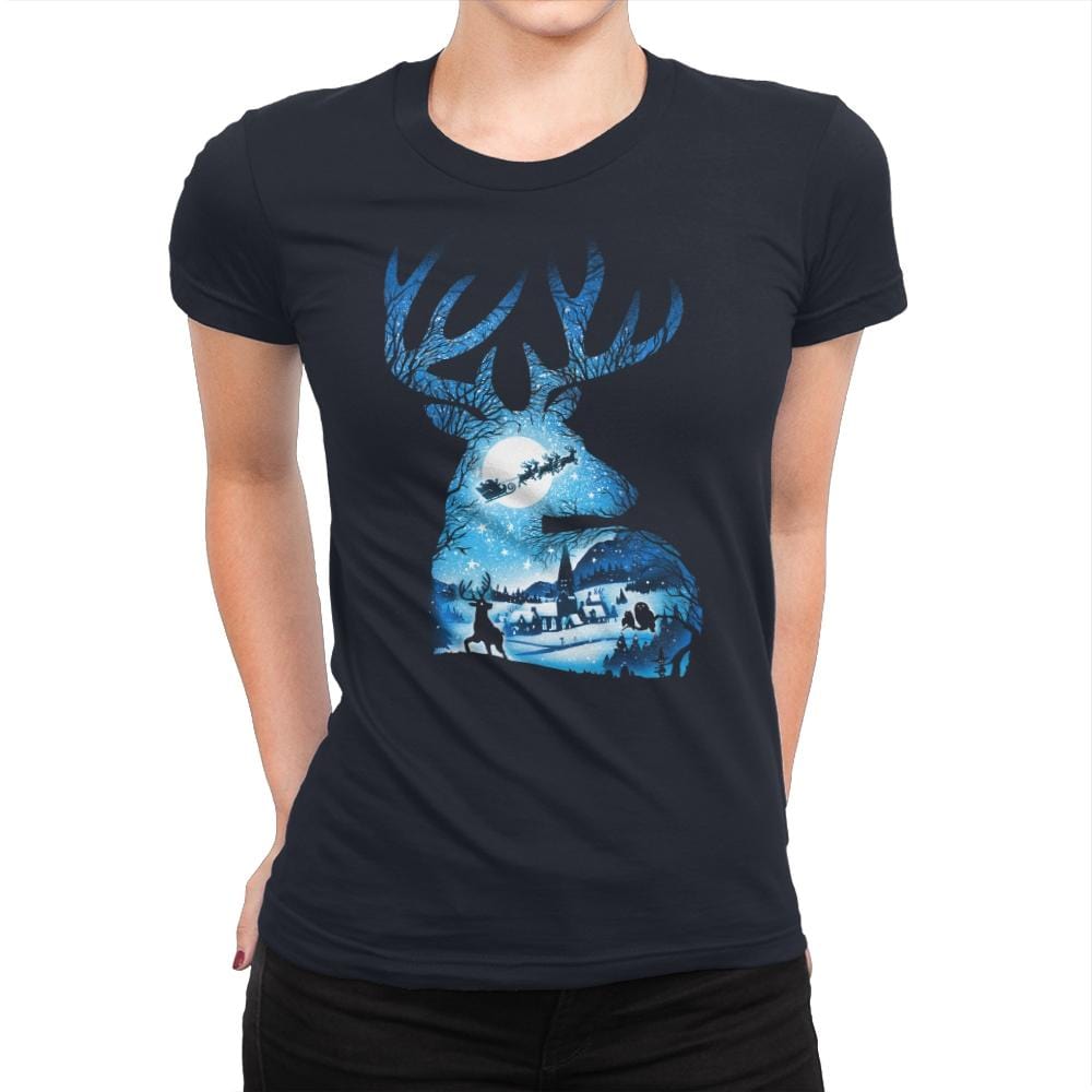 Christmas Reindeer - Womens Premium T-Shirts RIPT Apparel Small / Midnight Navy