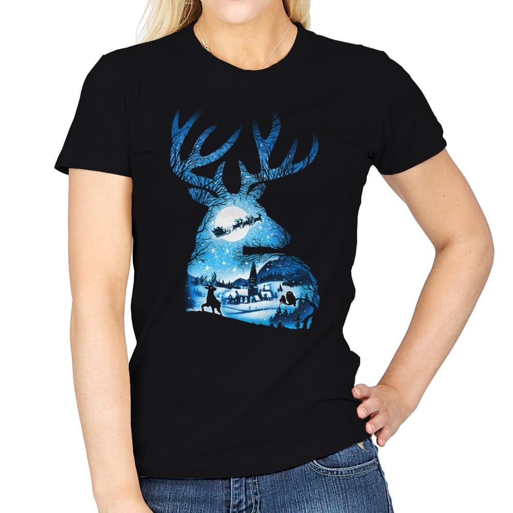 Christmas Reindeer - Womens T-Shirts RIPT Apparel Small / Black