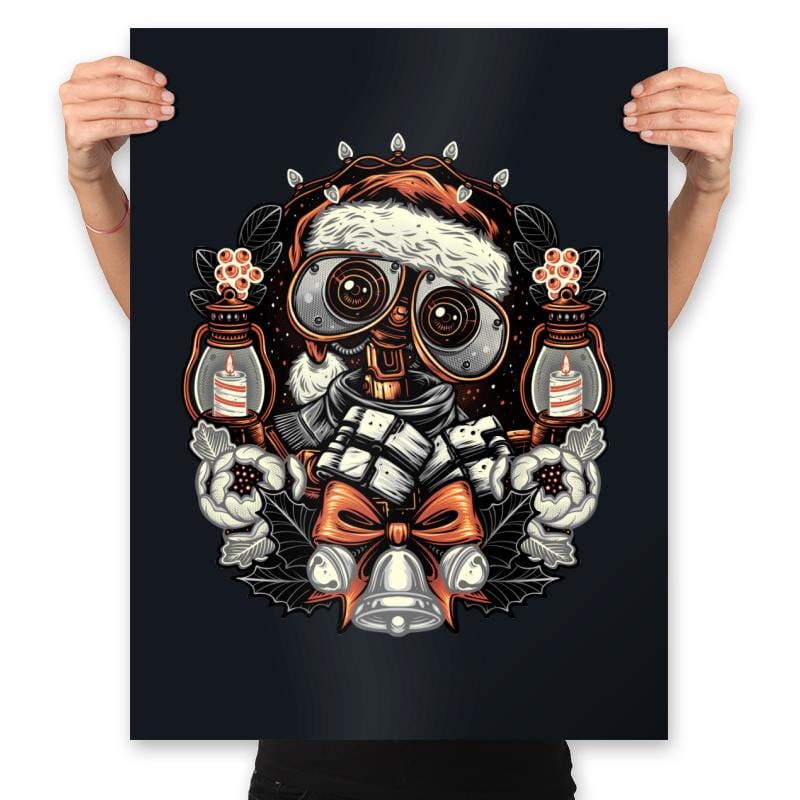 Christmas Robot - Prints Posters RIPT Apparel 18x24 / Black