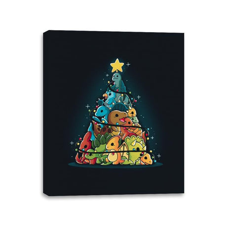 Christmas Tree Dinosaurs - Canvas Wraps Canvas Wraps RIPT Apparel 11x14 / Black