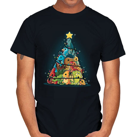 Christmas Tree Dinosaurs - Mens T-Shirts RIPT Apparel Small / Black