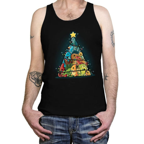 Christmas Tree Dinosaurs - Tanktop Tanktop RIPT Apparel X-Small / Black