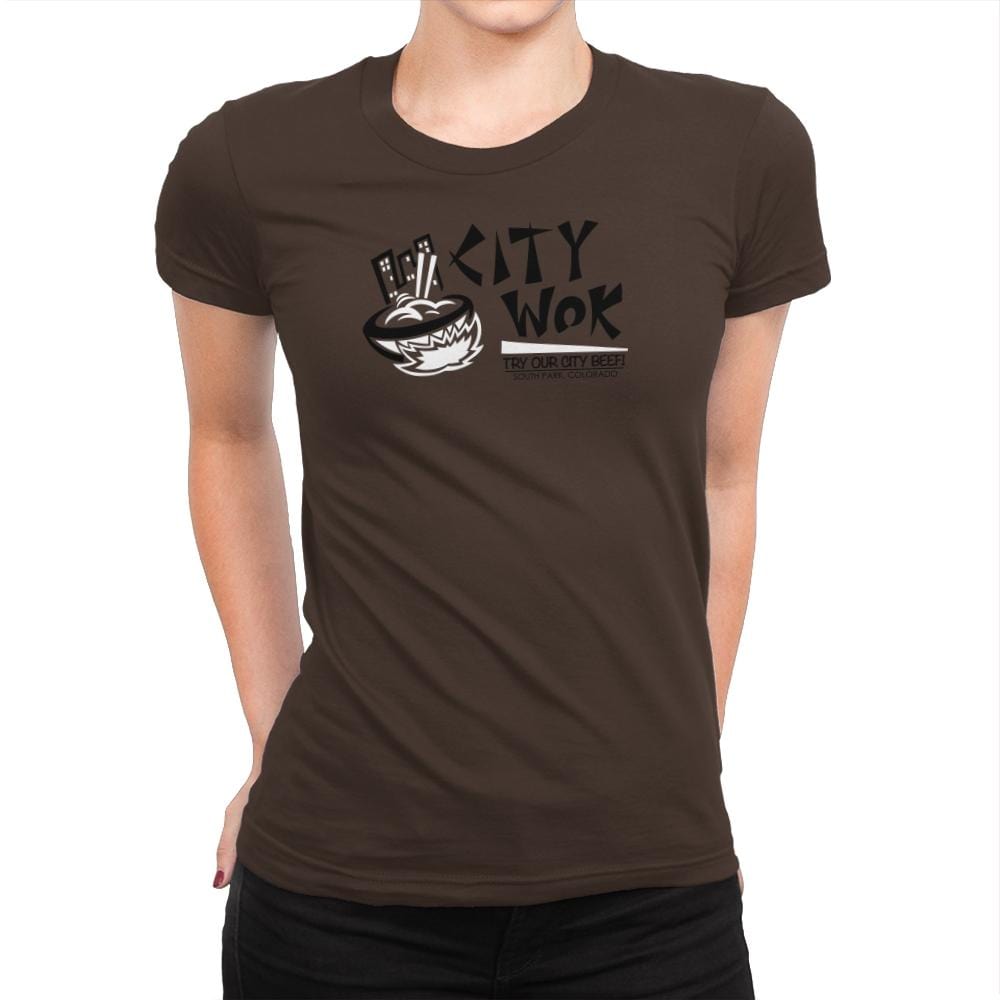 City Wok Exclusive - Womens Premium T-Shirts RIPT Apparel Small / Dark Chocolate