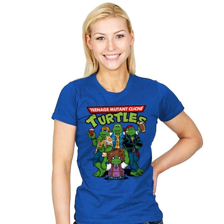 Cliché Turtles - Womens T-Shirts RIPT Apparel Small / Royal