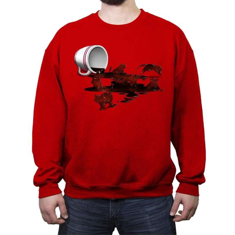 Coffee Cat - Crew Neck Sweatshirt Crew Neck Sweatshirt RIPT Apparel Small / Red