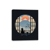 Coffee Cat in Mt. Fuji - Canvas Wraps Canvas Wraps RIPT Apparel 8x10 / Black