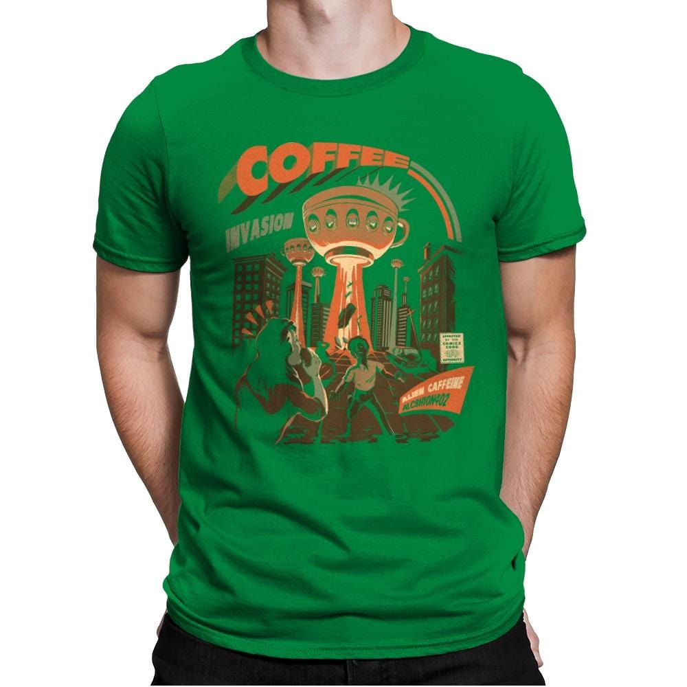 Coffee Invasion - Mens Premium T-Shirts RIPT Apparel Small / Kelly