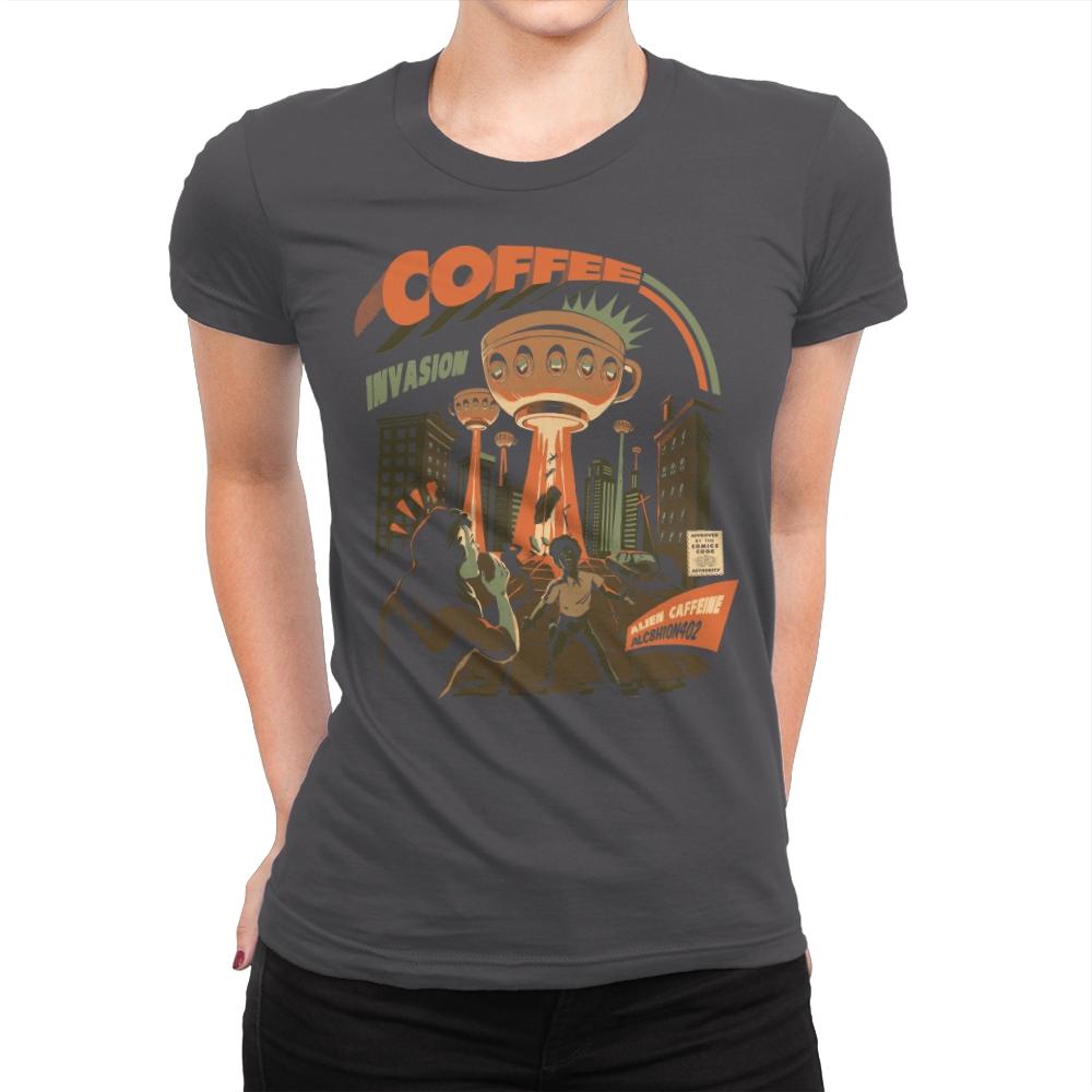 Coffee Invasion - Womens Premium T-Shirts RIPT Apparel Small / Heavy Metal