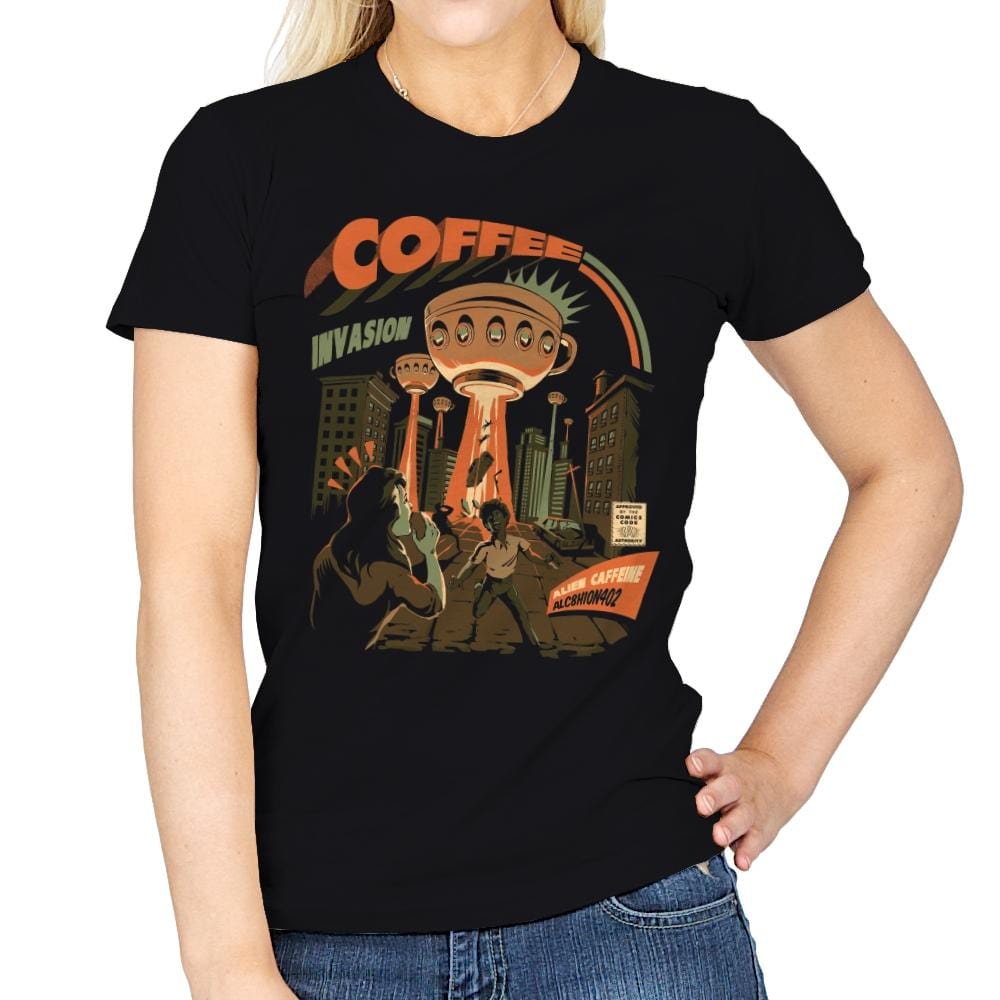 Coffee Invasion - Womens T-Shirts RIPT Apparel Small / Black