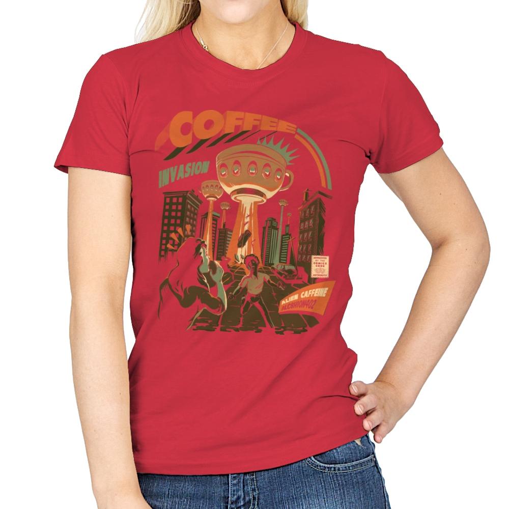 Coffee Invasion - Womens T-Shirts RIPT Apparel Small / Red