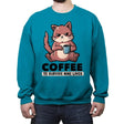 Coffee To Survive Nine Lives - Crew Neck Sweatshirt Crew Neck Sweatshirt RIPT Apparel Small / Antique Sapphire