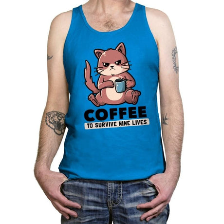 Coffee To Survive Nine Lives - Tanktop Tanktop RIPT Apparel X-Small / Teal