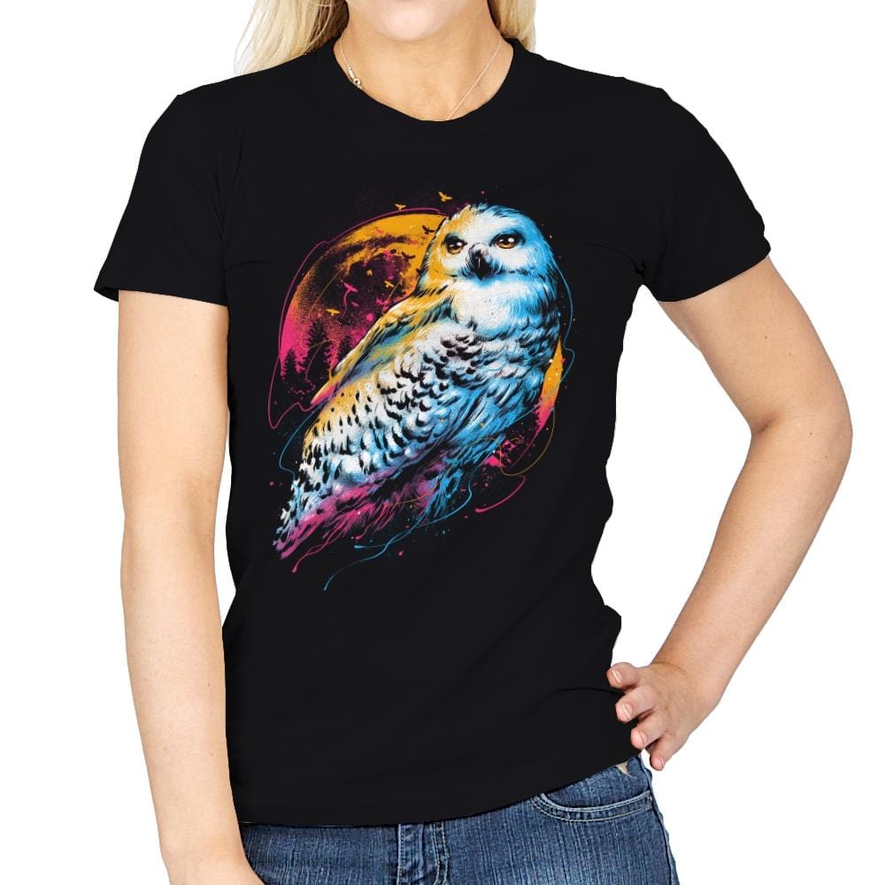 Colorful Owl - Womens T-Shirts RIPT Apparel Small / Black