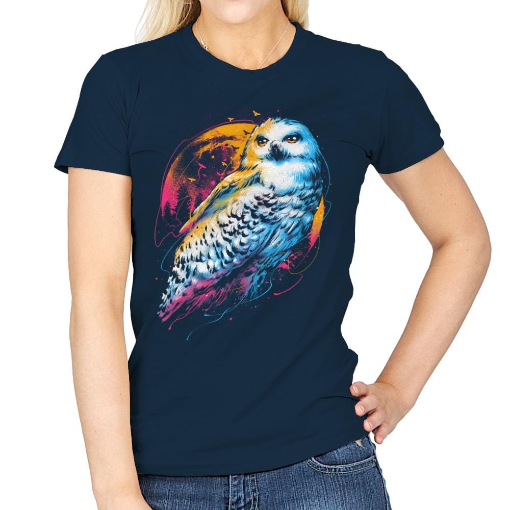 Colorful Owl - Womens T-Shirts RIPT Apparel Small / Navy