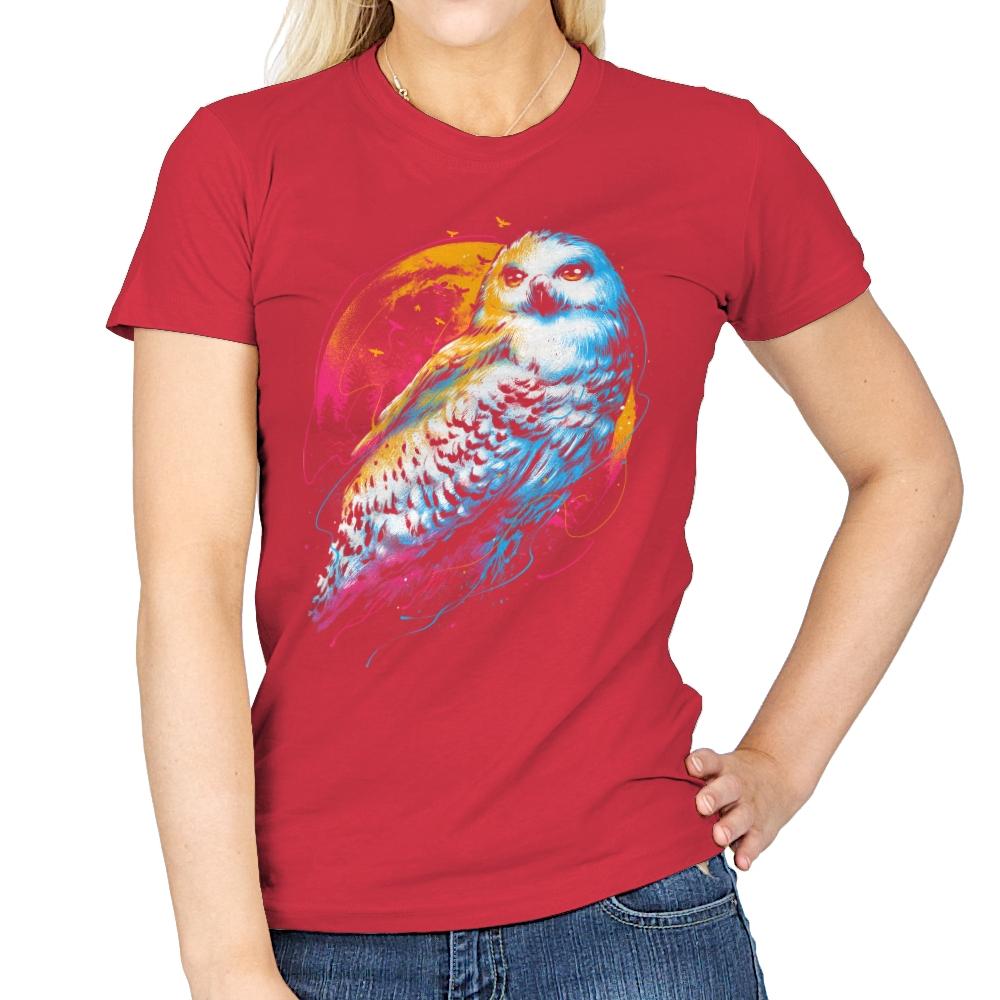 Colorful Owl - Womens T-Shirts RIPT Apparel Small / Red