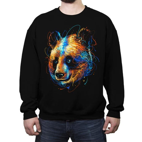 Colorful Panda - Crew Neck Sweatshirt Crew Neck Sweatshirt RIPT Apparel Small / Black