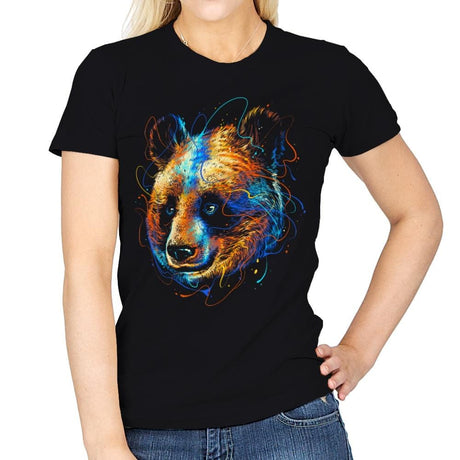 Colorful Panda - Womens T-Shirts RIPT Apparel Small / Black