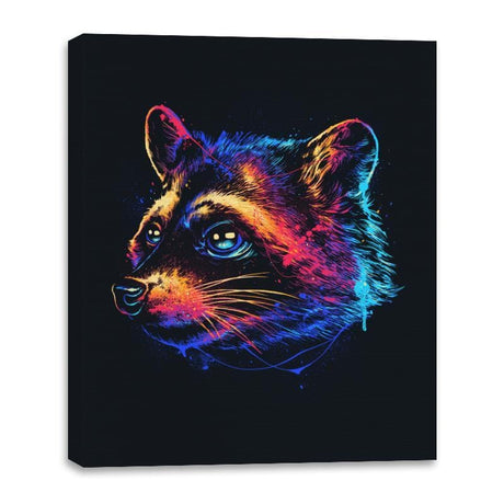 Colorful Raccoon - Canvas Wraps Canvas Wraps RIPT Apparel 16x20 / Black