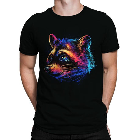 Colorful Raccoon - Mens Premium T-Shirts RIPT Apparel Small / Black