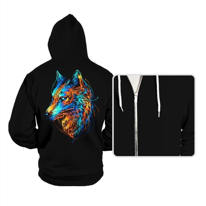 Colorful Wolf - Hoodies Hoodies RIPT Apparel Small / Black