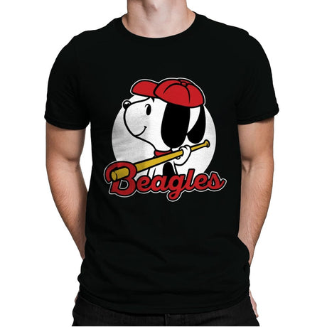 Comic Beagle Baseball - Mens Premium T-Shirts RIPT Apparel Small / Black