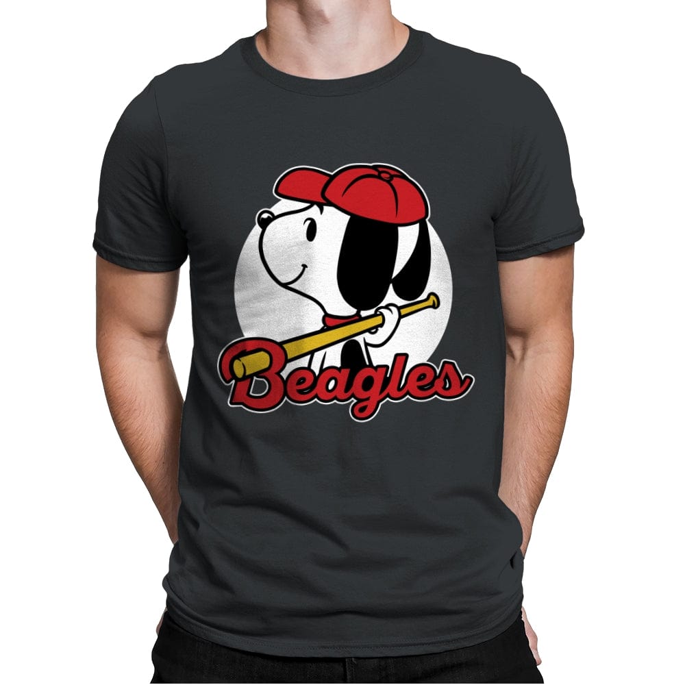 Comic Beagle Baseball - Mens Premium T-Shirts RIPT Apparel Small / Heavy Metal