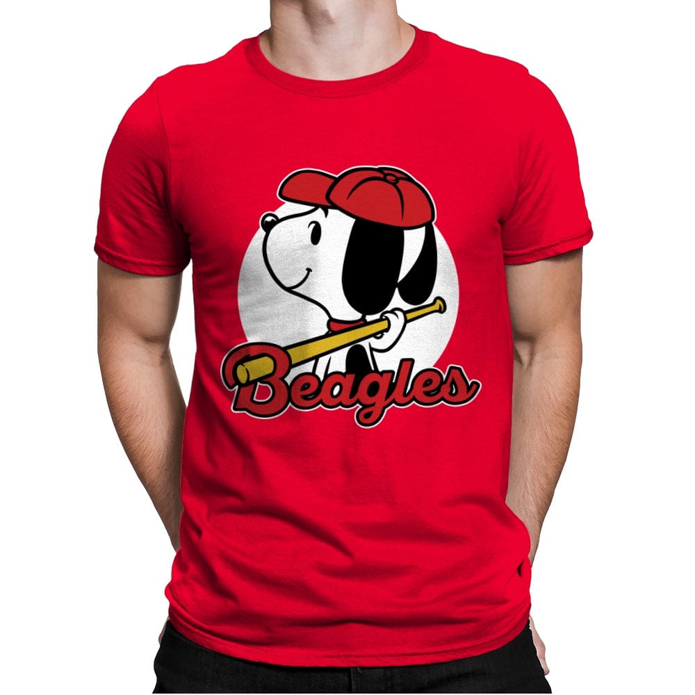 Comic Beagle Baseball - Mens Premium T-Shirts RIPT Apparel Small / Red