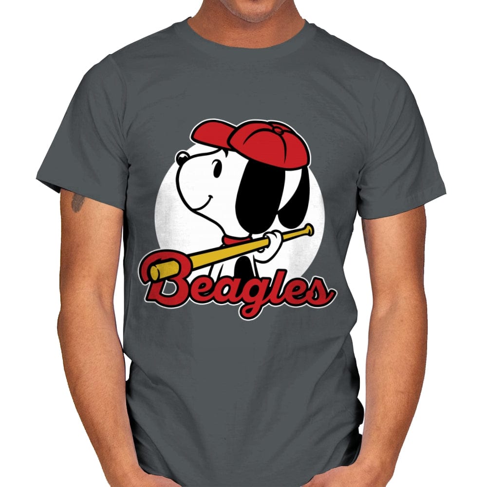 Comic Beagle Baseball - Mens T-Shirts RIPT Apparel Small / Charcoal