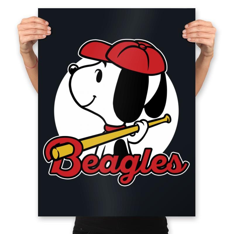 Comic Beagle Baseball - Prints Posters RIPT Apparel 18x24 / Black