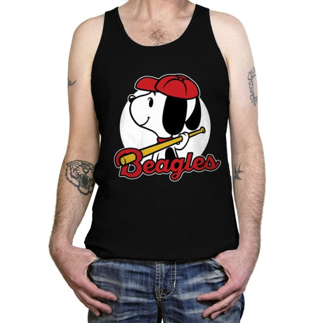 Comic Beagle Baseball - Tanktop Tanktop RIPT Apparel X-Small / Black