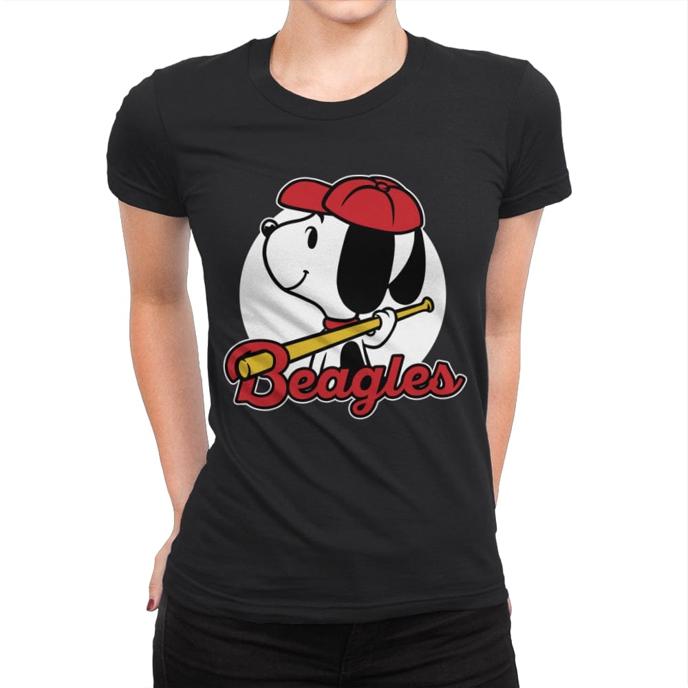 Comic Beagle Baseball - Womens Premium T-Shirts RIPT Apparel Small / Black