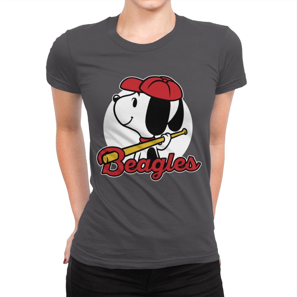 Comic Beagle Baseball - Womens Premium T-Shirts RIPT Apparel Small / Heavy Metal