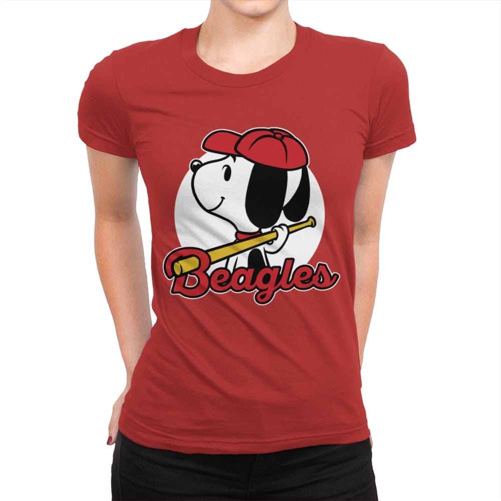 Comic Beagle Baseball - Womens Premium T-Shirts RIPT Apparel Small / Red